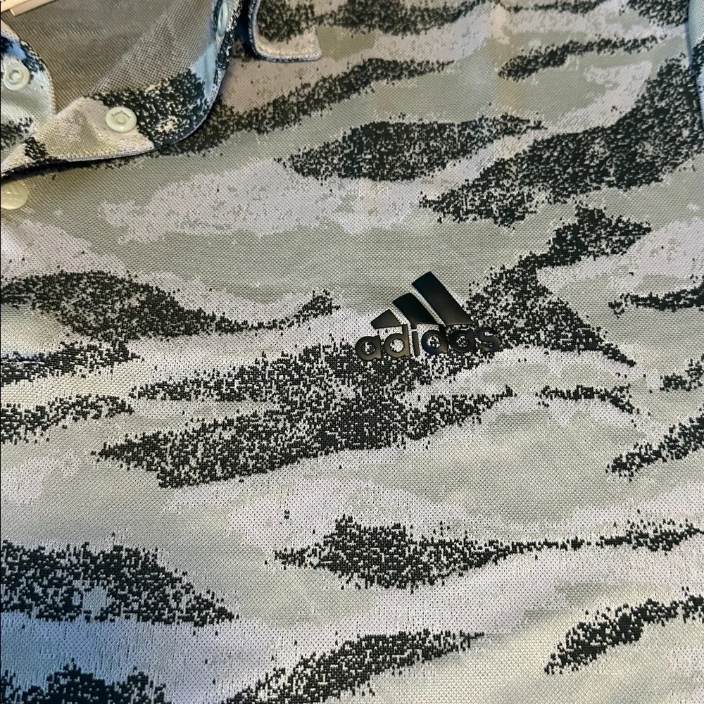 adidas Gray and Black Patterned Polo Shirt